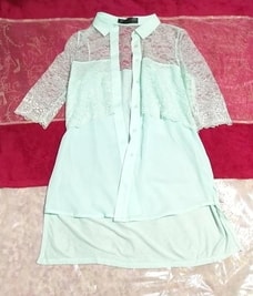 トルコ製緑グリーンレースブラウス羽織カーディガン Turkish green lace blouse cardigan