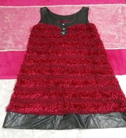 赤ワインレッド黒ネグリジェノースリーブチュニックワンピース Red black negligee sleeveless skirt tunic dress