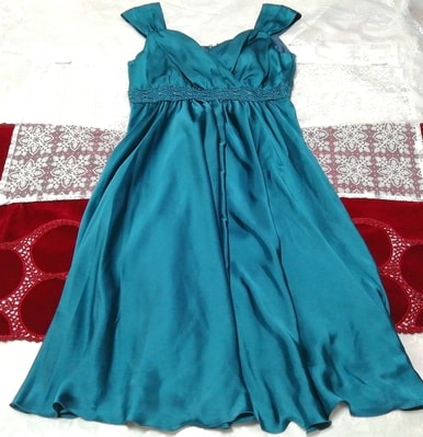 緑サテンフレア ネグリジェ ナイトウェア ノースリーブワンピースドレス Green satin flare negligee nightwear sleeveless dress