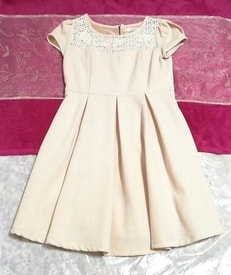 ベージュピンク花柄ニットネグリジェワンピース Beige pink knit negligee floral pattern dress