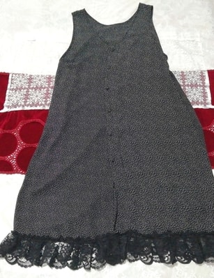 黒白水玉シフォンノースリーブ ネグリジェ ナイトウェア マキシワンピース Black white polka dot chiffon sleeveless negligee maxi dress