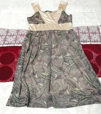 グレーエスニック柄シフォンノースリーブ ネグリジェ ハーフワンピース Gray ethnic pattern chiffon sleeveless negligee half dress