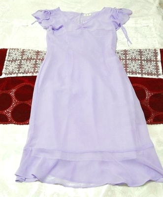 紫シフォン ネグリジェ ナイトウェア 半袖ワンピースドレス Purple chiffon negligee nightwear short sleeve dress