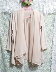 淡いピンクシフォン襟羽織 カーディガン Light pink chiffon color coat cardigan