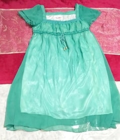 緑グリーンシフォンネグリジェチュニックワンピース Green chiffon negligee tunic dress